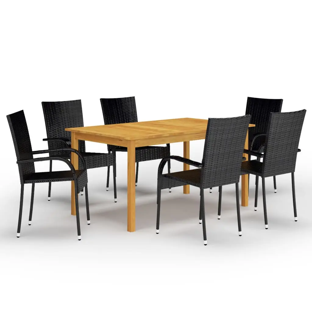 Ensemble à manger de jardin 7 pcs Noir vidaXL 3067787