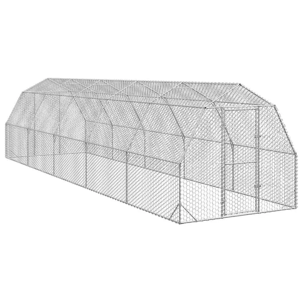Enclos poulailler extérieur 25 m² acier galvanisé parc grillagé volailles Argent – ComfortXL Outdoor Living