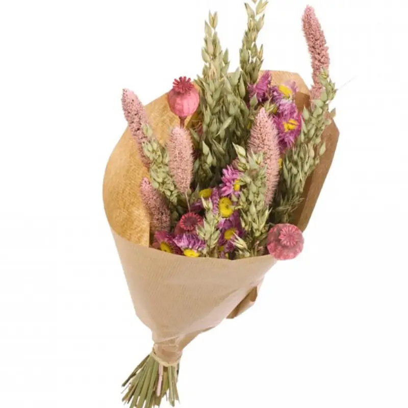 Déco bouquet fleurs séchées Naturel Rose 50 cm – Naturalys