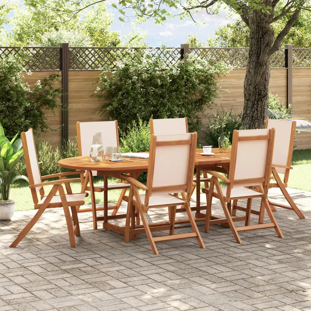 Ensemble à Manger de jardin 7pcs bois d’acacia solide textilène vidaXL 3279276