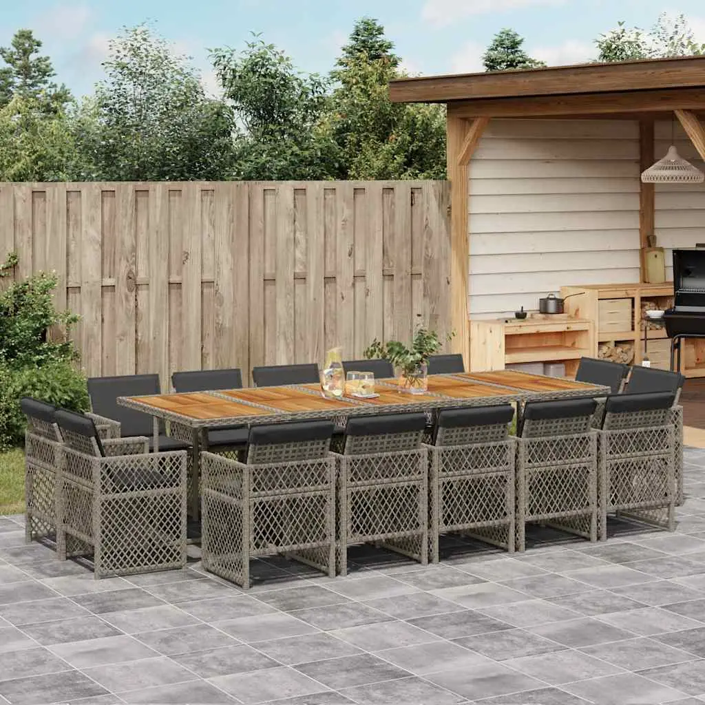 Ensemble à manger de jardin 15 pcs coussins gris résine tressée vidaXL 3210878