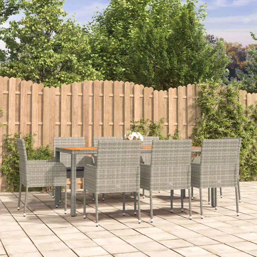 Ensemble à manger de jardin 9 pcs coussins gris résine tressée vidaXL 3185022