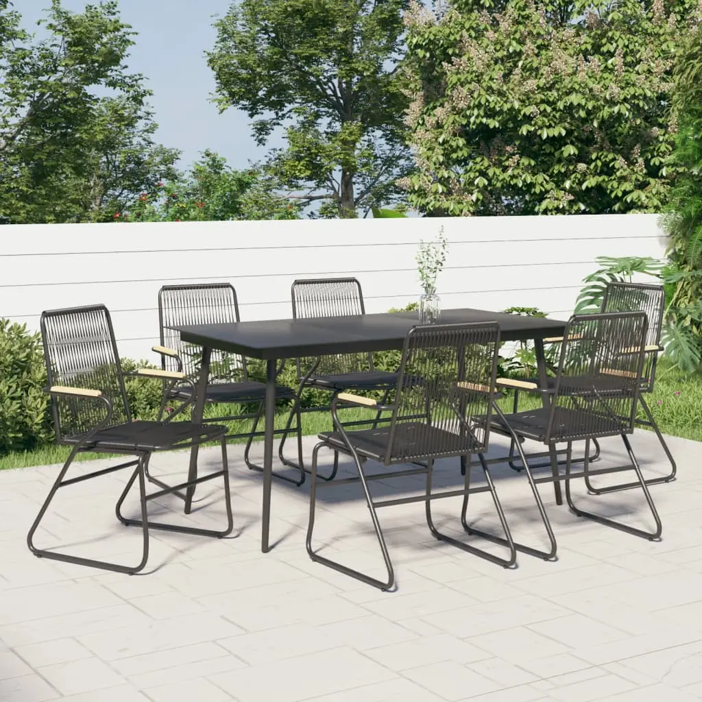 Ensemble à manger de jardin 7 pcs Noir Rotin PVC vidaXL 3060270