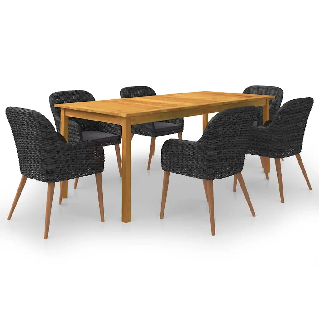 Ensemble à manger de jardin 7 pcs Noir vidaXL 3067918